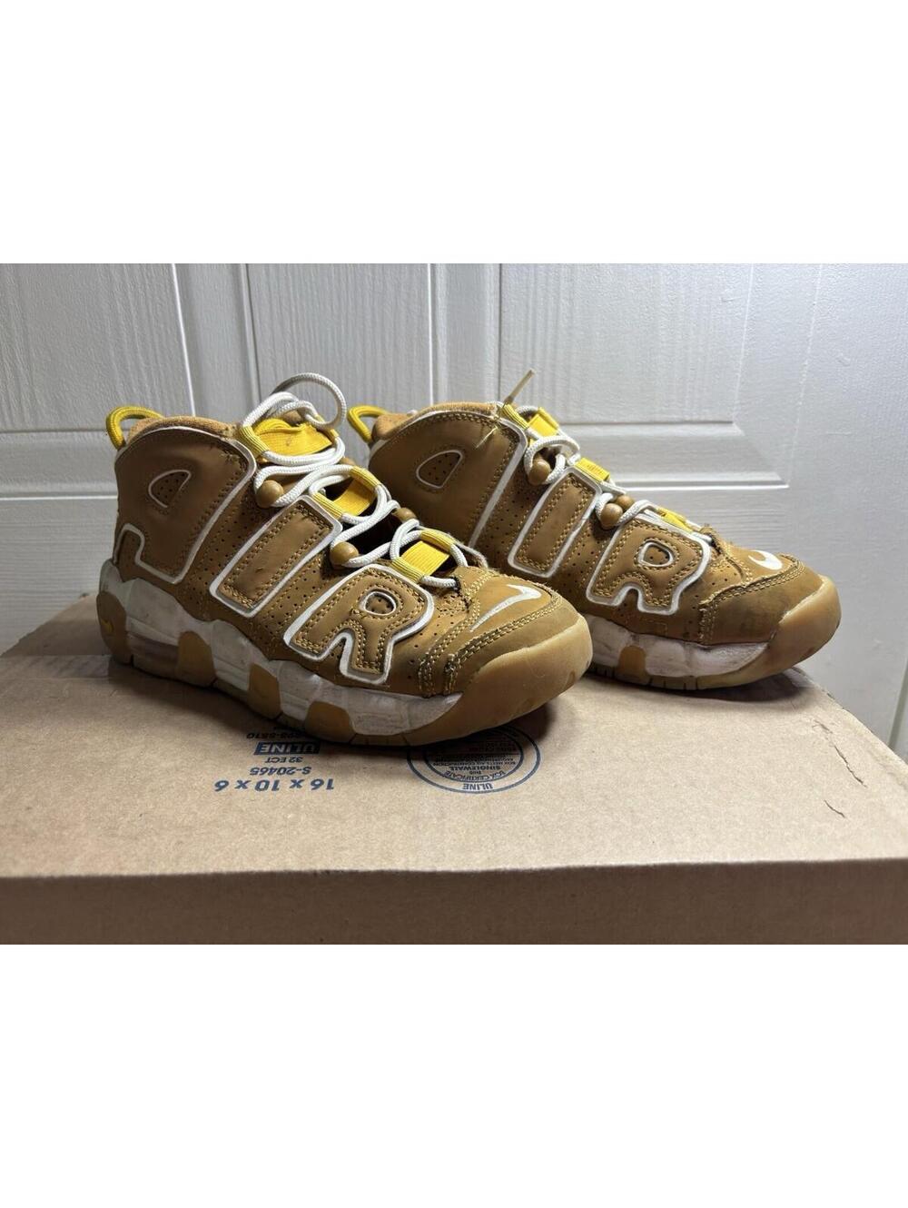 Nike Air More Uptempo GS Wheat /White-Pollen DQ4713-700 Sz 4Y Read